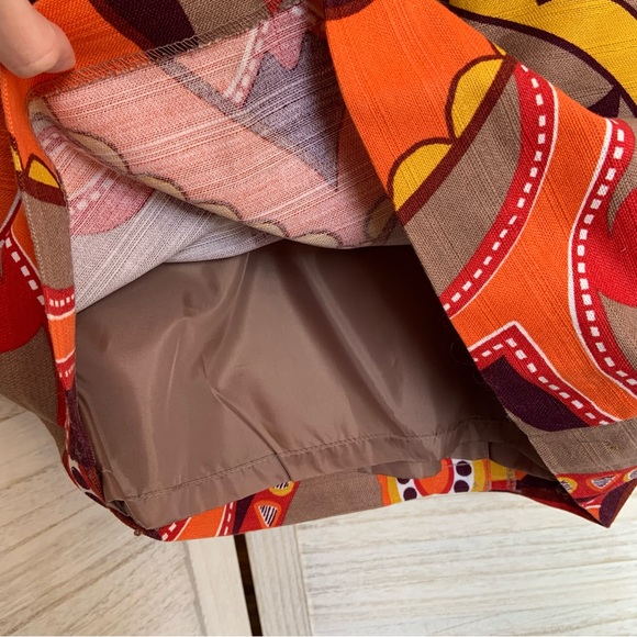 Merona Retro Geometric Multicolor Beige Red Orange Strapless Mini Dress - Picture 7 of 10